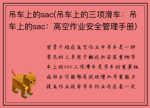 吊车上的sac(吊车上的三项滑车：吊车上的sac：高空作业安全管理手册)